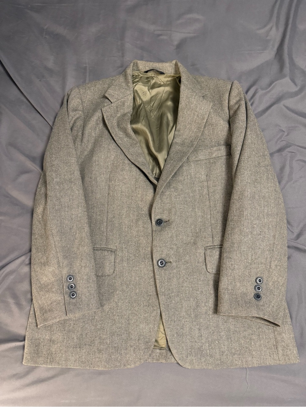 Vintage 60s/70s Country Casuals tweed herringbone blazer vest 2 piece 42R